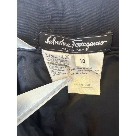 Salvatore Ferragamo Women’s High Waisted Fleece Wool Silk Pleated Dress Pants 10 - Picture 10 of 12